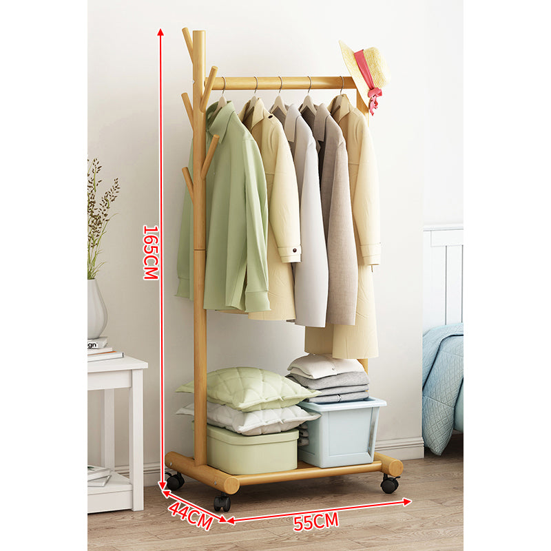 Lasali Solid Wood Coat Rack Stand Clothes Hanging Rail Rack Shelf Closet Hooks Portable, Women's, Size: 100